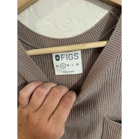 Figs Knit Ribbed Pullover Sweater in Latte Brown - Picture 7 of 11